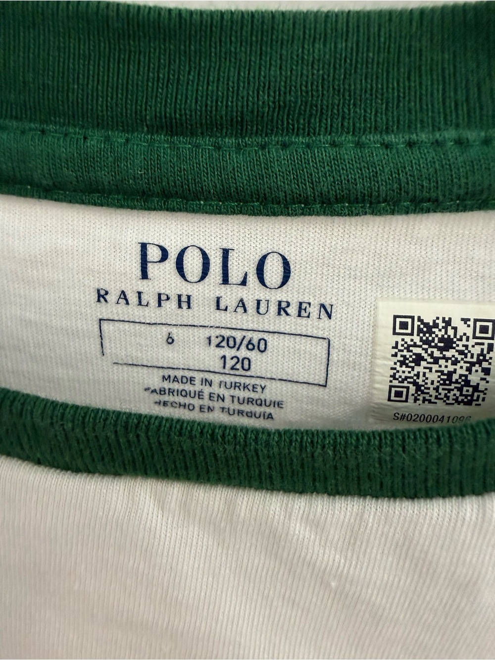 Polo by Ralph Lauren White Tee with Green Trim and Bear Graphic - Picture 2 of 4